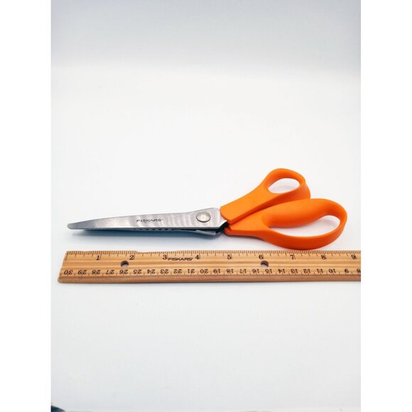 Fiskars Pinking Shears Scissors Orange Handle Stainless Steel Blade USA - Picture 3 of 10